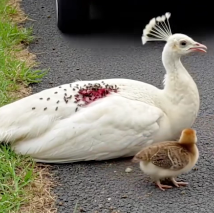 A kind-hearted elderly person rescued an injured peacock