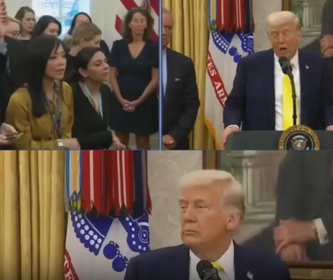 President Trump has to stop live speech as he rushed from podium after…