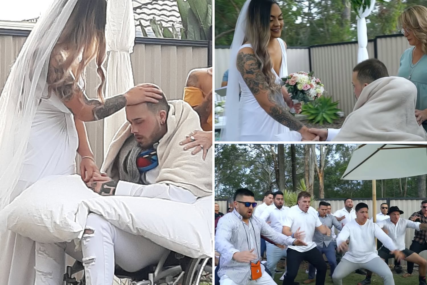 Woman marries love of her life just one day before he died of a brain tumour at 22 – as his Kiwi pals perform emotional haka at wedding