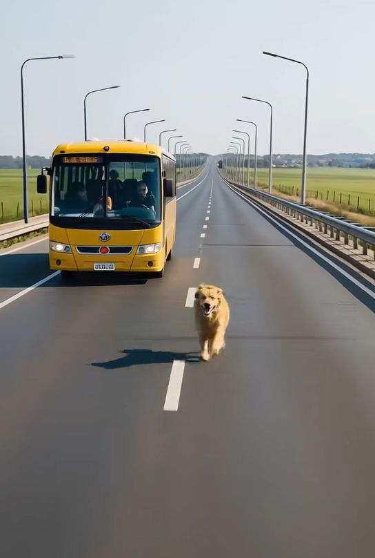 The bus was driving along its usual route when suddenly, out of nowhere, a dog appeared and started running alongside it: everyone was shocked when they found out the reason